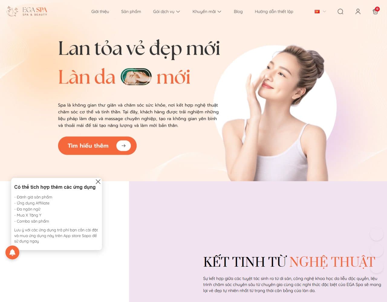 Mẫu website EGA Spa – Dịch vụ làm đẹp - Giao diện ngành Spa & Làm đẹp