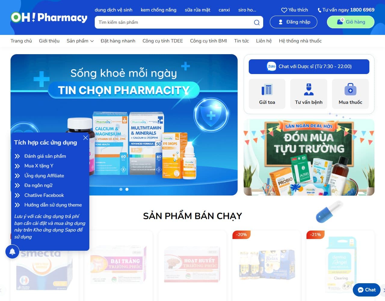 Mẫu website OH Pharmacy – Dược phẩm - Giao diện ngành Y tế