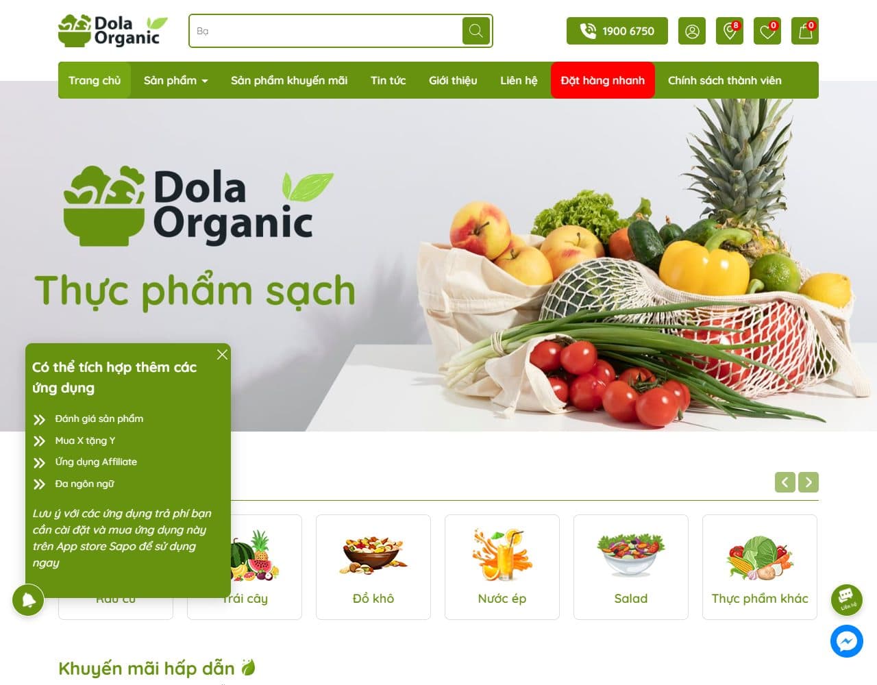 Mẫu website Dola Organic – Nông sản sạch - Giao diện ngành Nông sản, Thực phẩm sạch