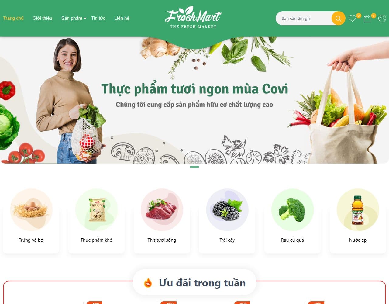 Mẫu website ND Fresh – Rau củ và trái cây - Giao diện ngành Nông sản, Thực phẩm sạch