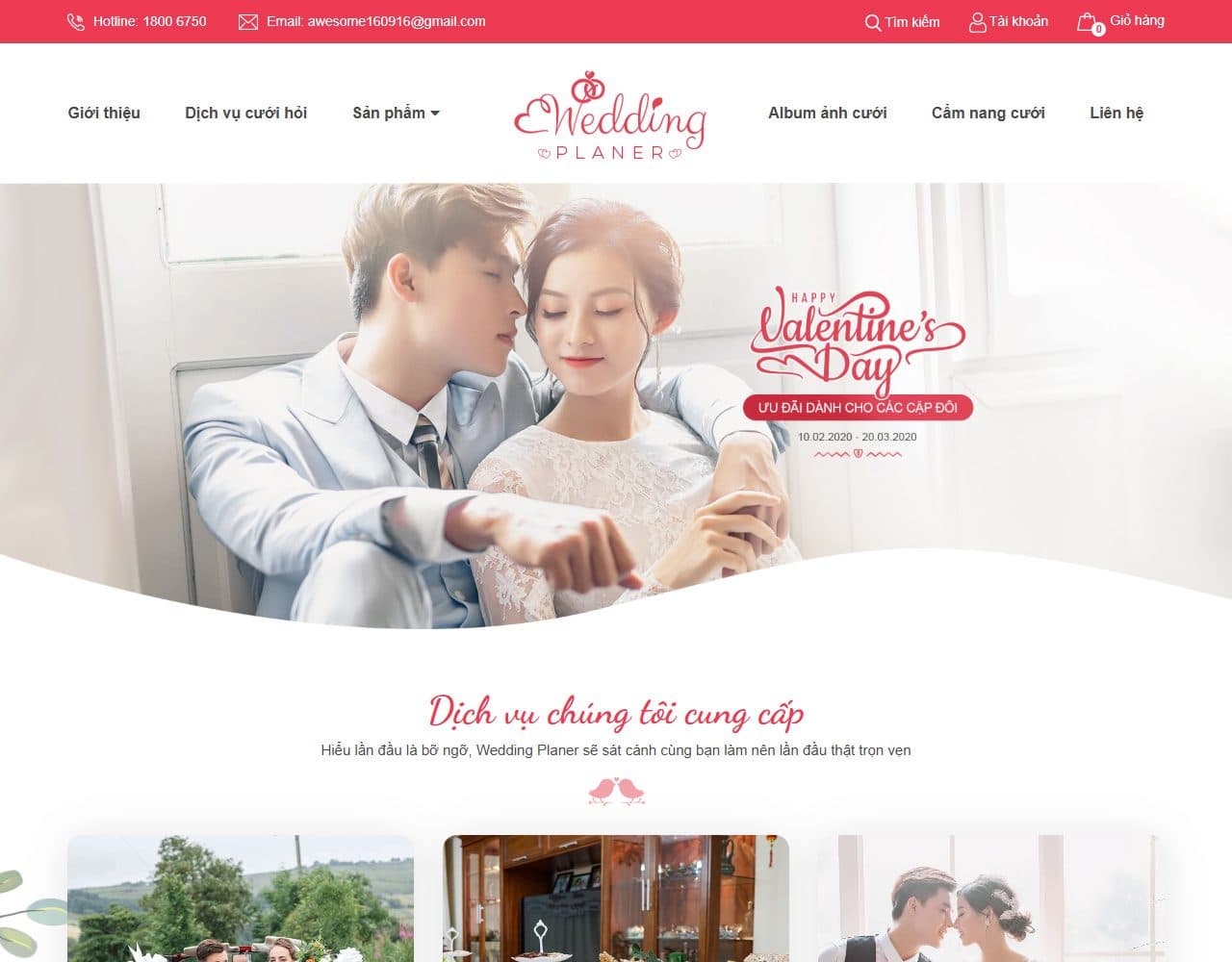 Mẫu website Wedding Planner – Tổ chức tiệc cưới - Giao diện ngành Sự kiện & Cưới hỏi