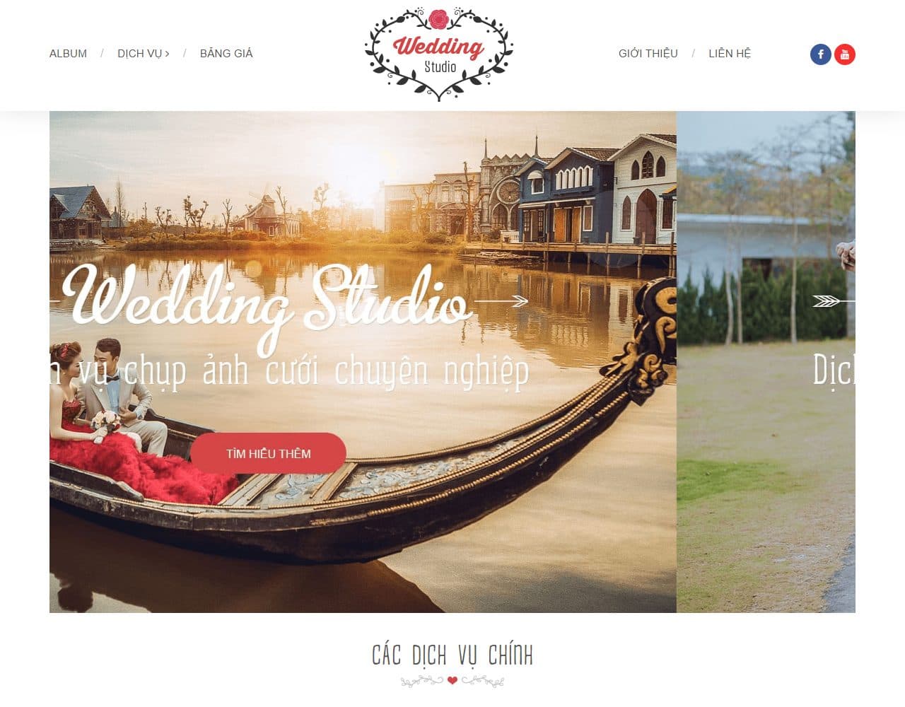 Mẫu website Wedding Studio – Chụp ảnh cưới - Giao diện ngành Sự kiện & Cưới hỏi