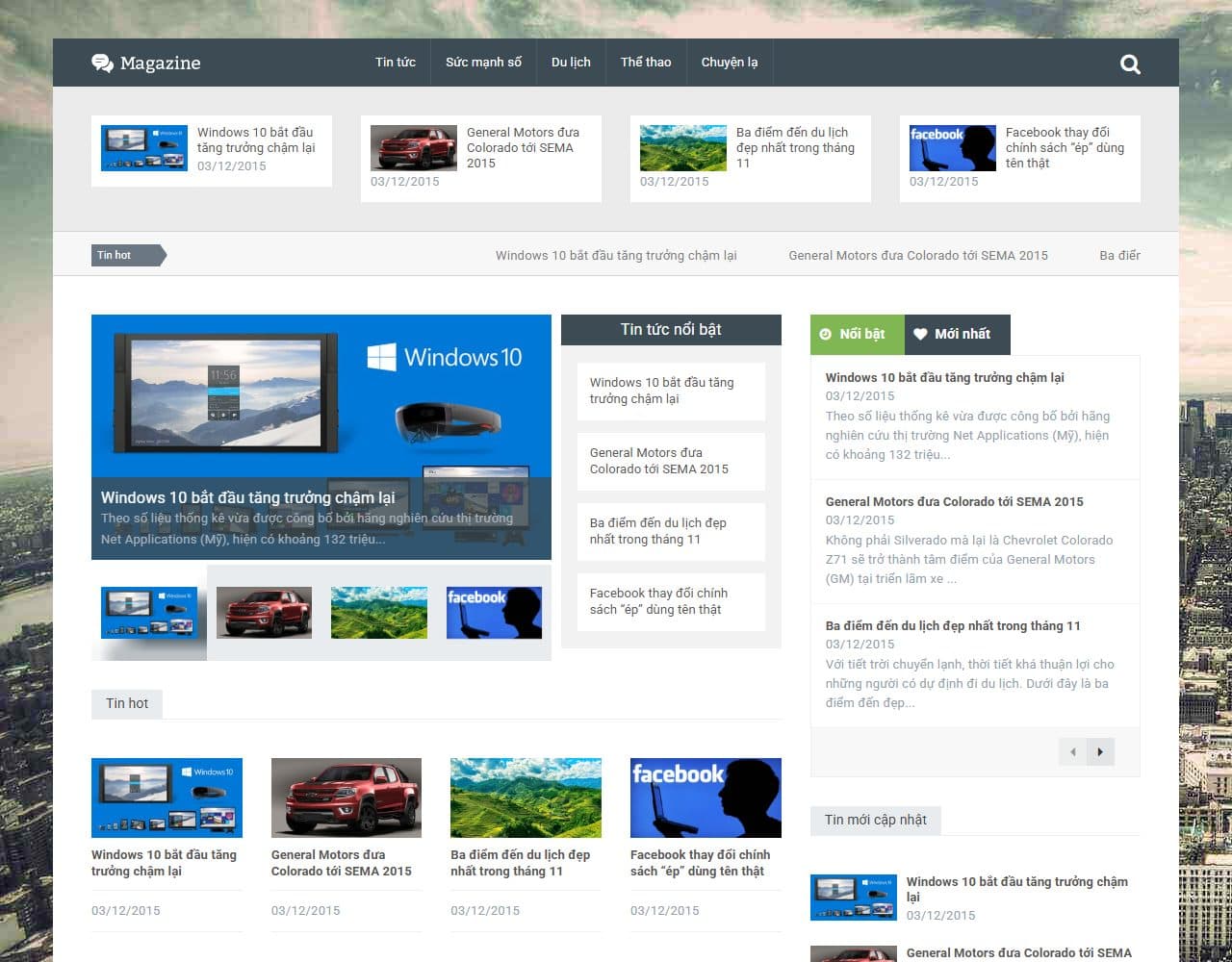 Mẫu website Talk Magazine – Tạp chí trực tuyến - Giao diện ngành Tin tức