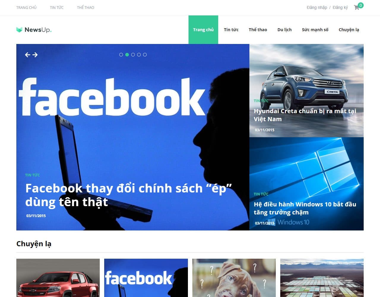 Mẫu website NewsUp – Trang tin tổng hợp - Giao diện ngành Tin tức