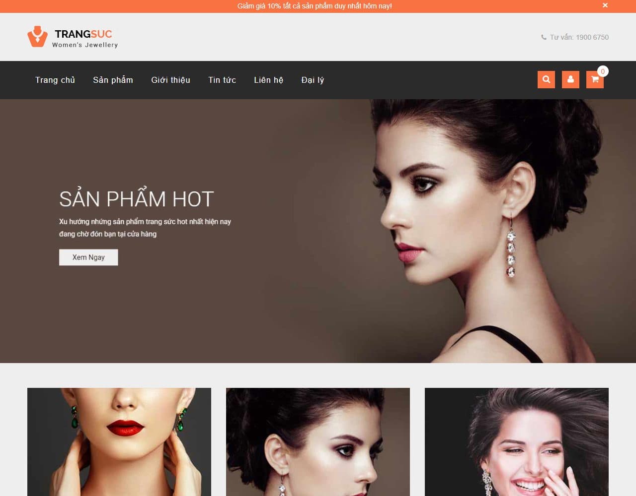 Mẫu website Trang Sức VIP – Vàng bạc đá quý - Giao diện ngành Trang sức