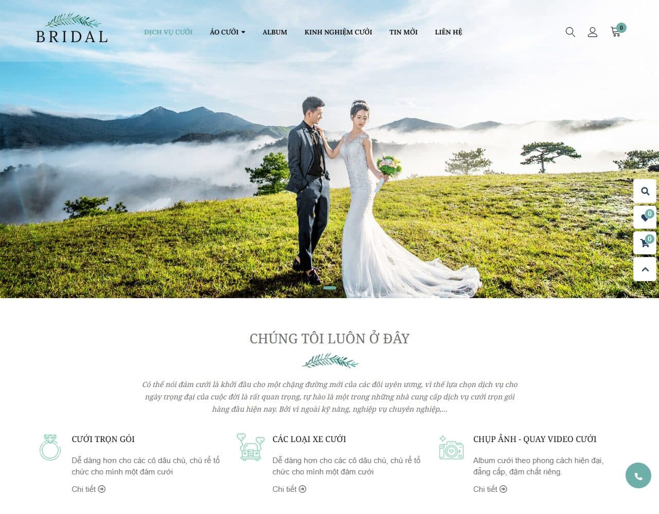 Mẫu website Bridal – Áo cưới - Giao diện ngành Sự kiện & Cưới hỏi