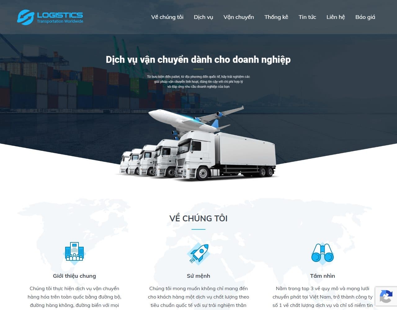 Mẫu website Logistics – Vận chuyển hàng hóa - Giao diện ngành Vận tải & Logistics