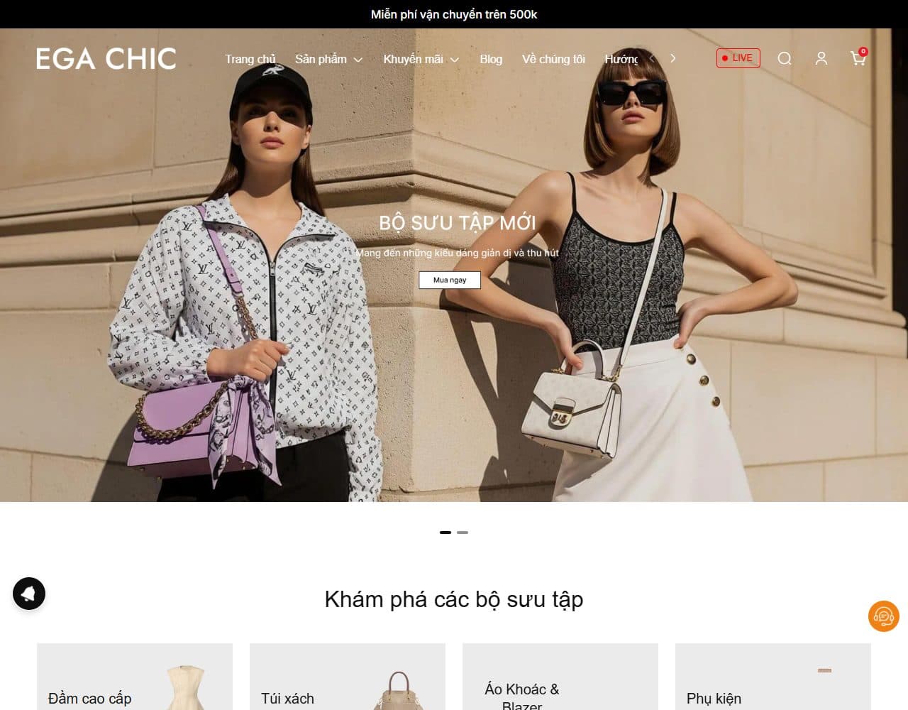 Mẫu website EGA Chic – Thời trang nữ - Giao diện ngành Thời trang