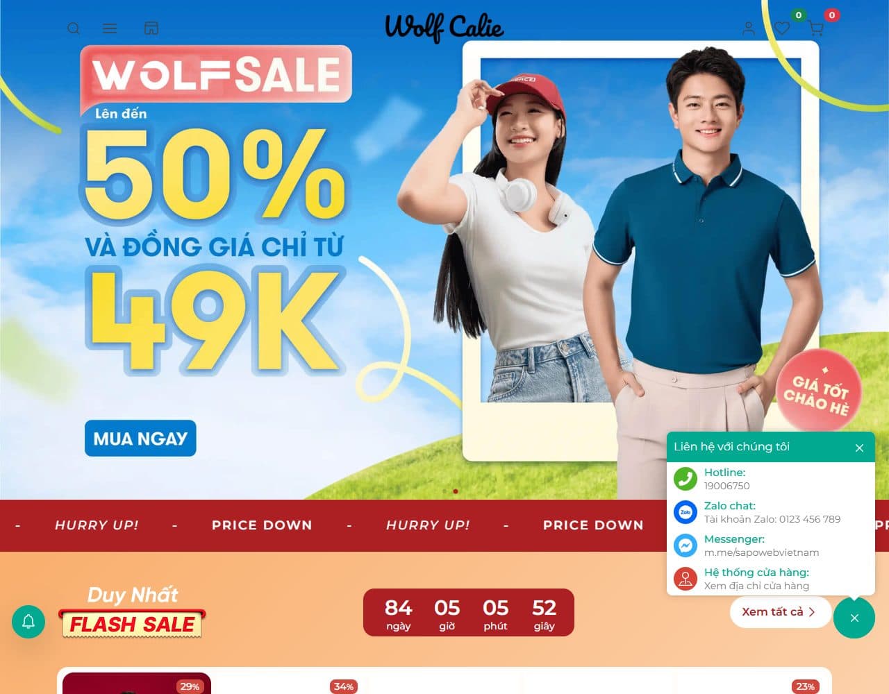 Mẫu website Wolf Calie – Thời trang - Giao diện ngành Thời trang
