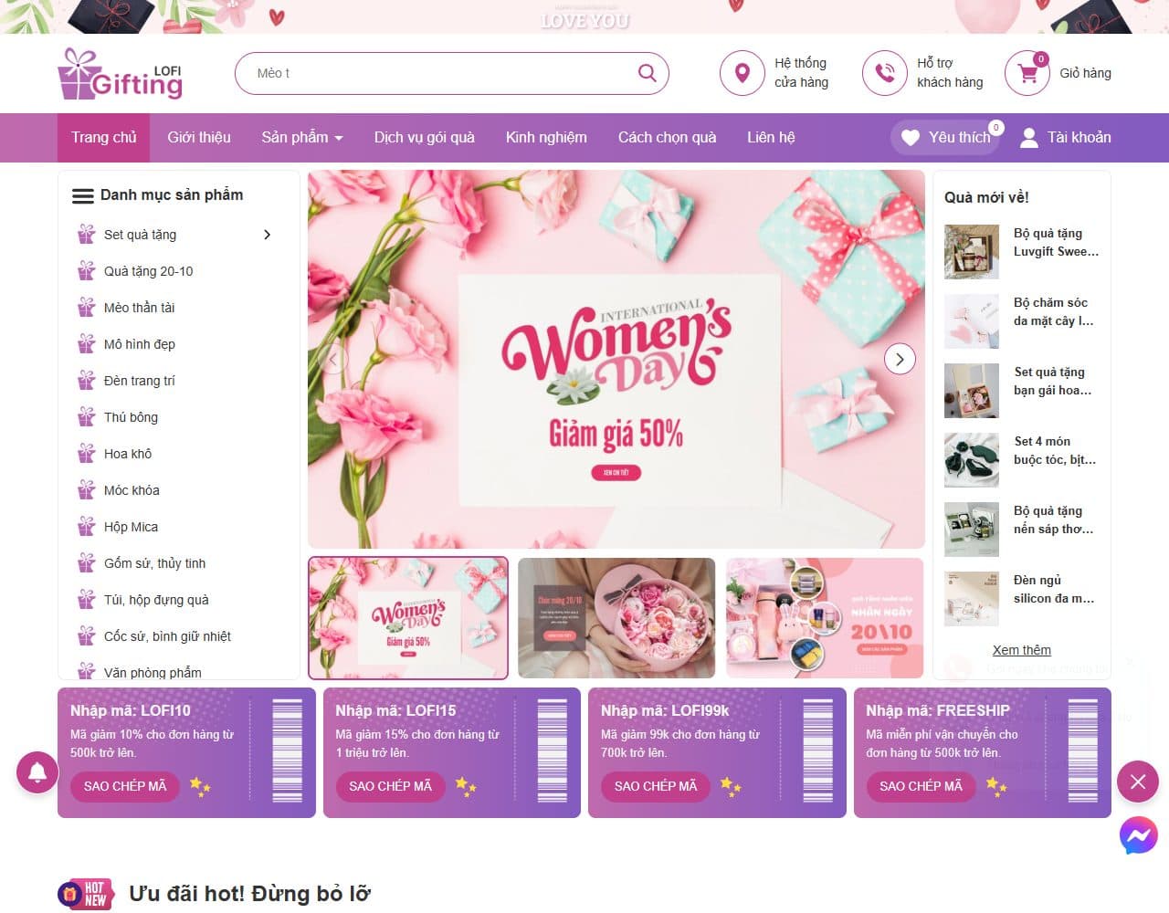Mẫu website Lofi Gift – Quà tặng - Giao diện ngành Quà tặng