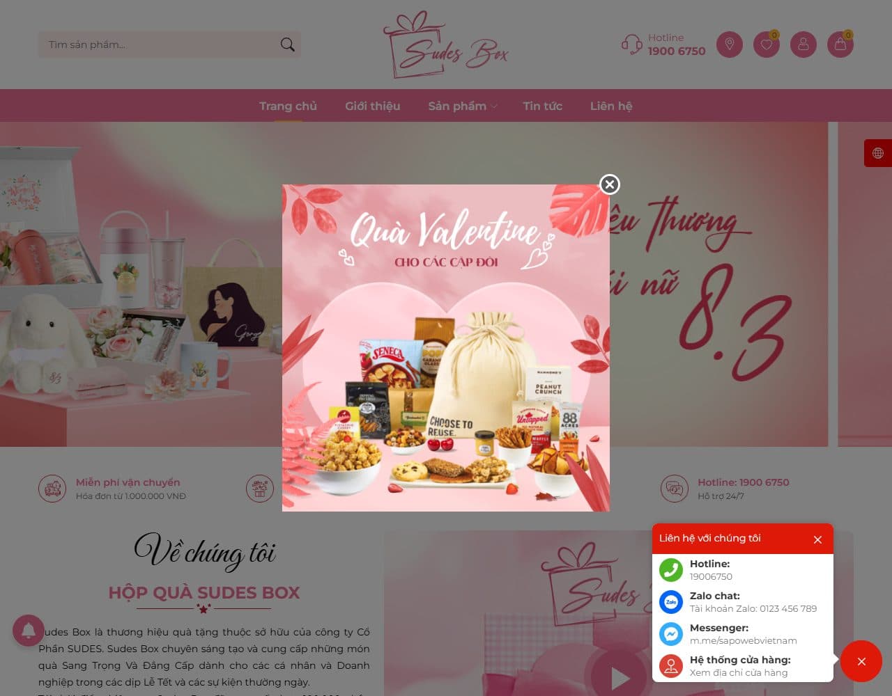 Mẫu website Sudes Box – Hộp quà tặng - Giao diện ngành Quà tặng