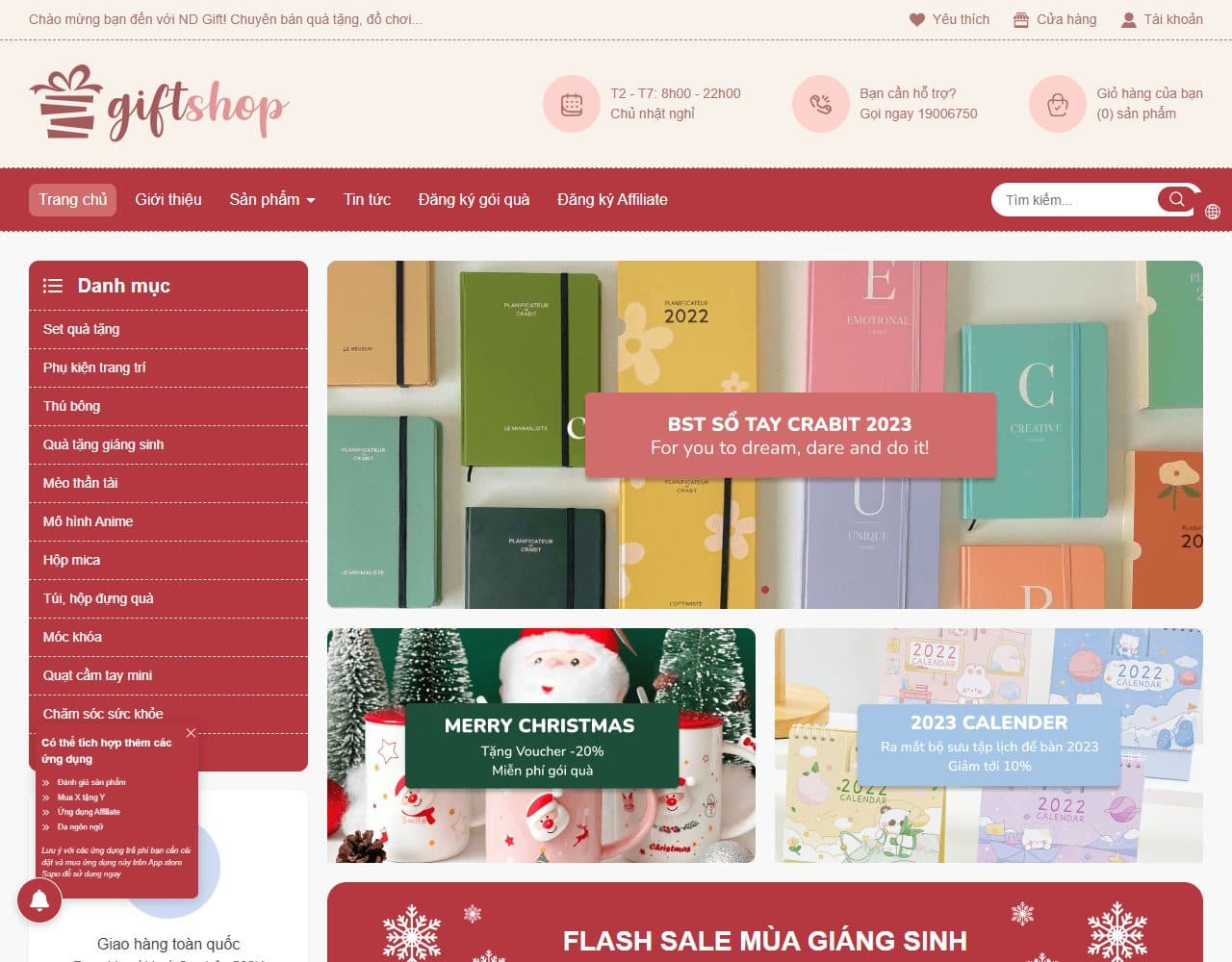Mẫu website ND Gift – Quà tặng và phụ kiện - Giao diện ngành Quà tặng
