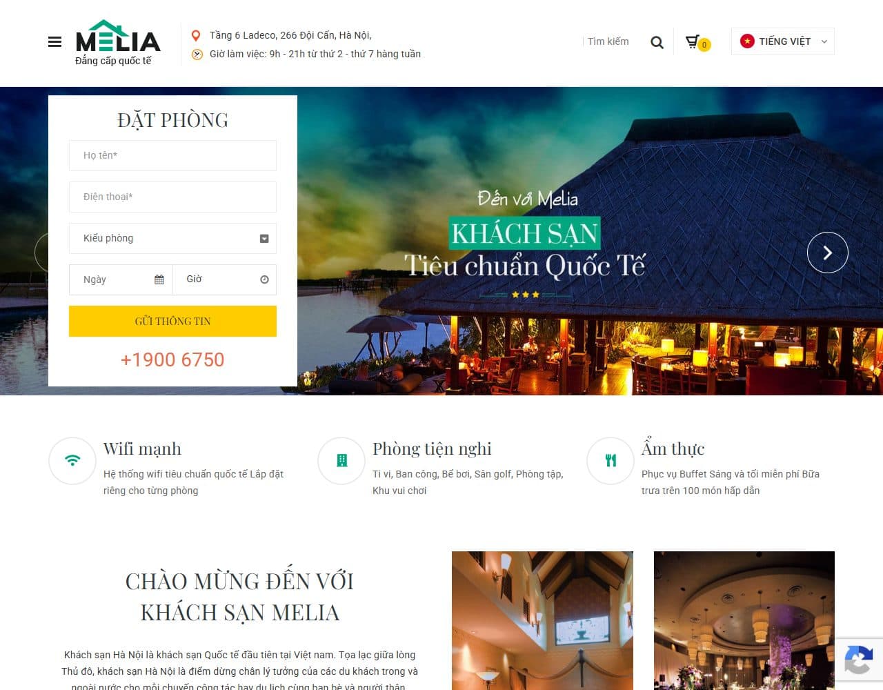 Mẫu website Melia – Khách sạn - Giao diện ngành Khách sạn