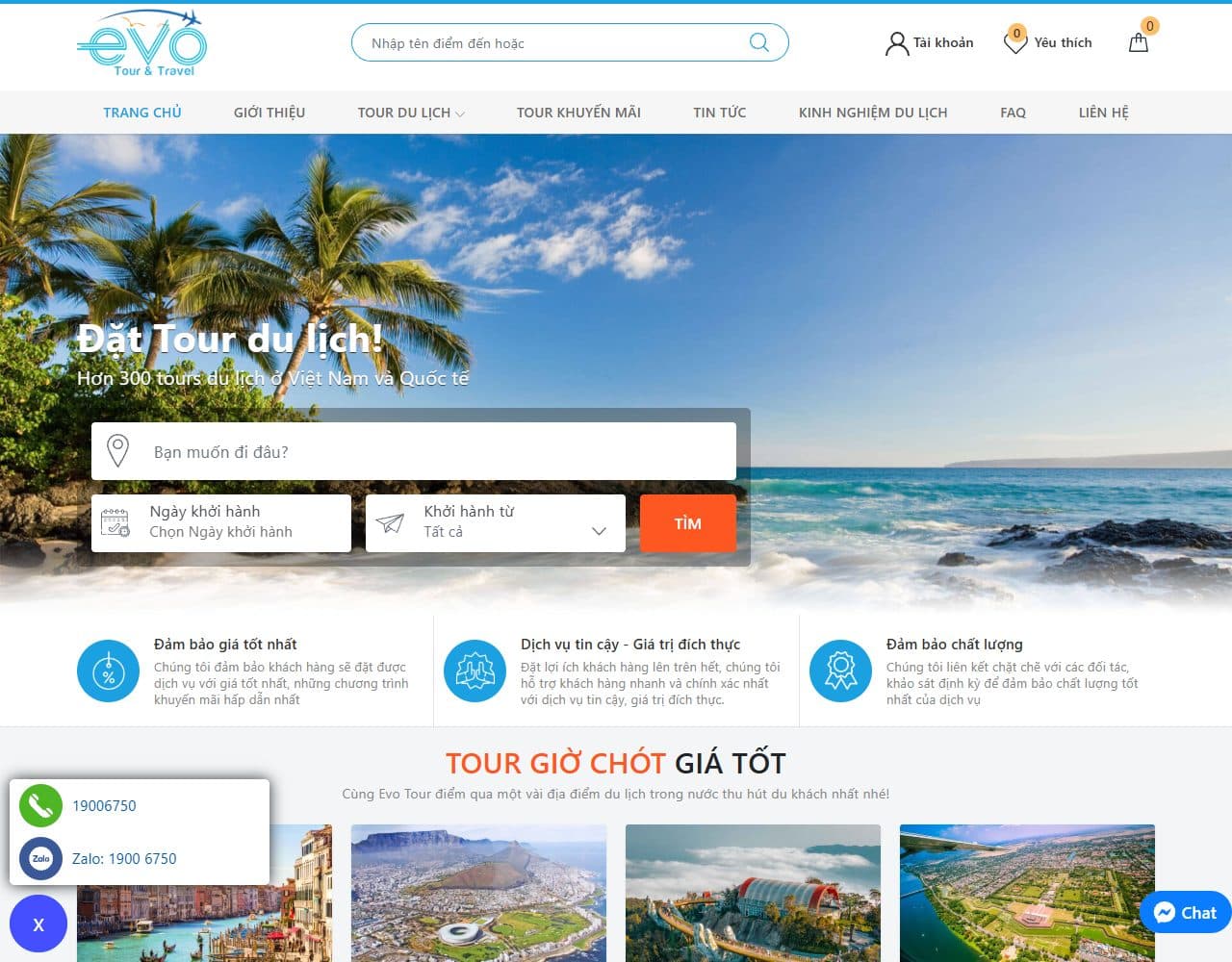Mẫu website Evo Tour – Du lịch - Giao diện ngành Du lịch