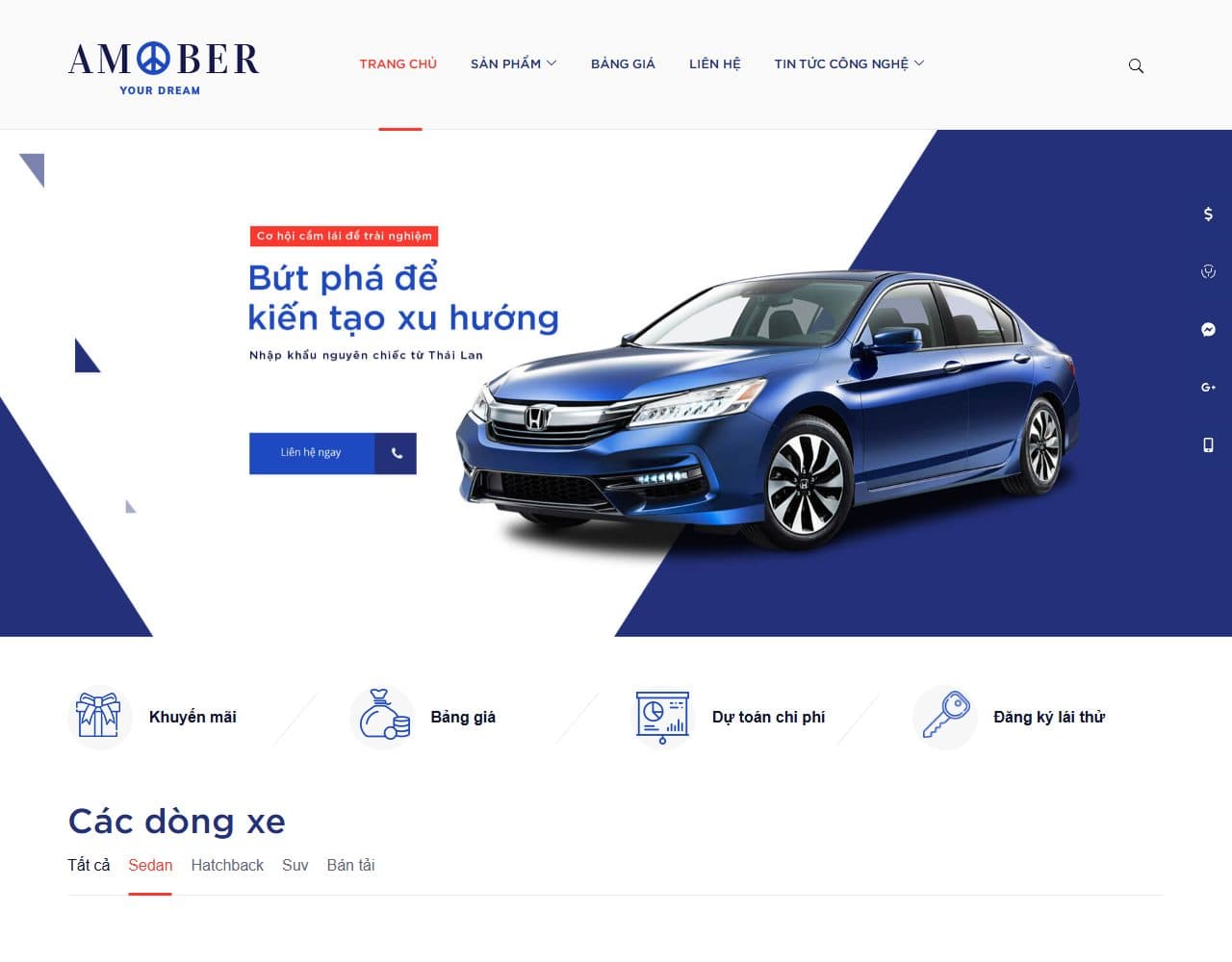 Mẫu website Amber – Showroom ô tô - Giao diện ngành Ô tô