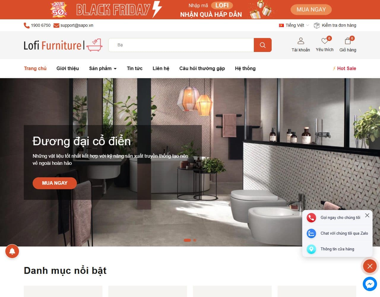 Mẫu website Lofi Furniture – Nội thất phòng tắm - Giao diện ngành Nội thất