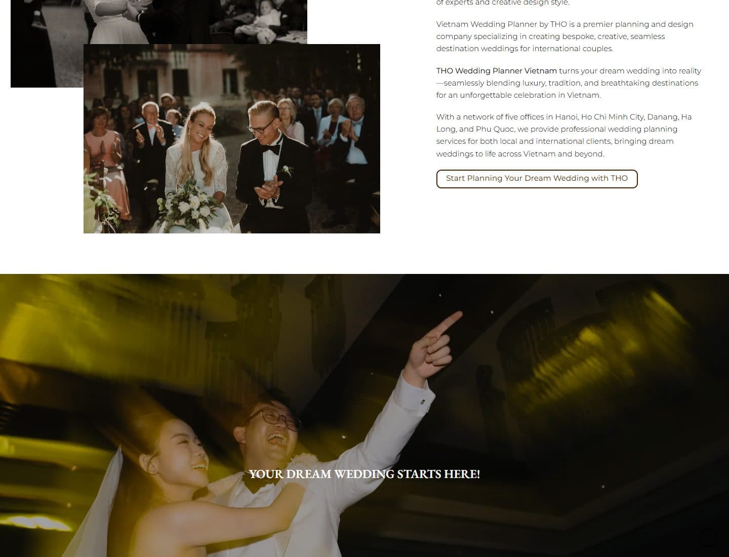 Mẫu website THO Wedding Planner – Tổ chức tiệc cưới - Giao diện ngành Sự kiện & Cưới hỏi